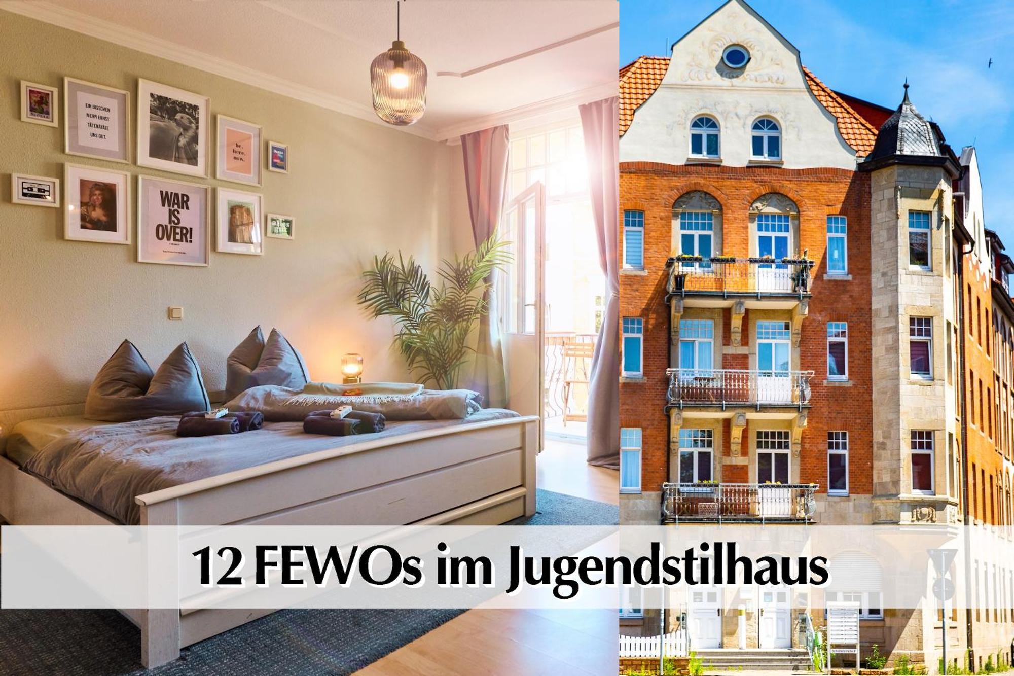 12 Fewos Im Jugendstilhaus Mit Aufzug, Terrasse, Kingsize-Bett, Smart-Tv, Etc エアフルト エクステリア 写真